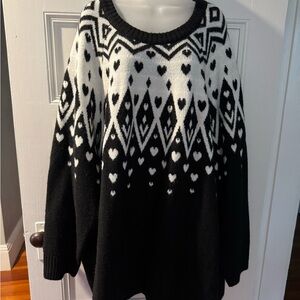 Torrid Black and White Heart Sweater